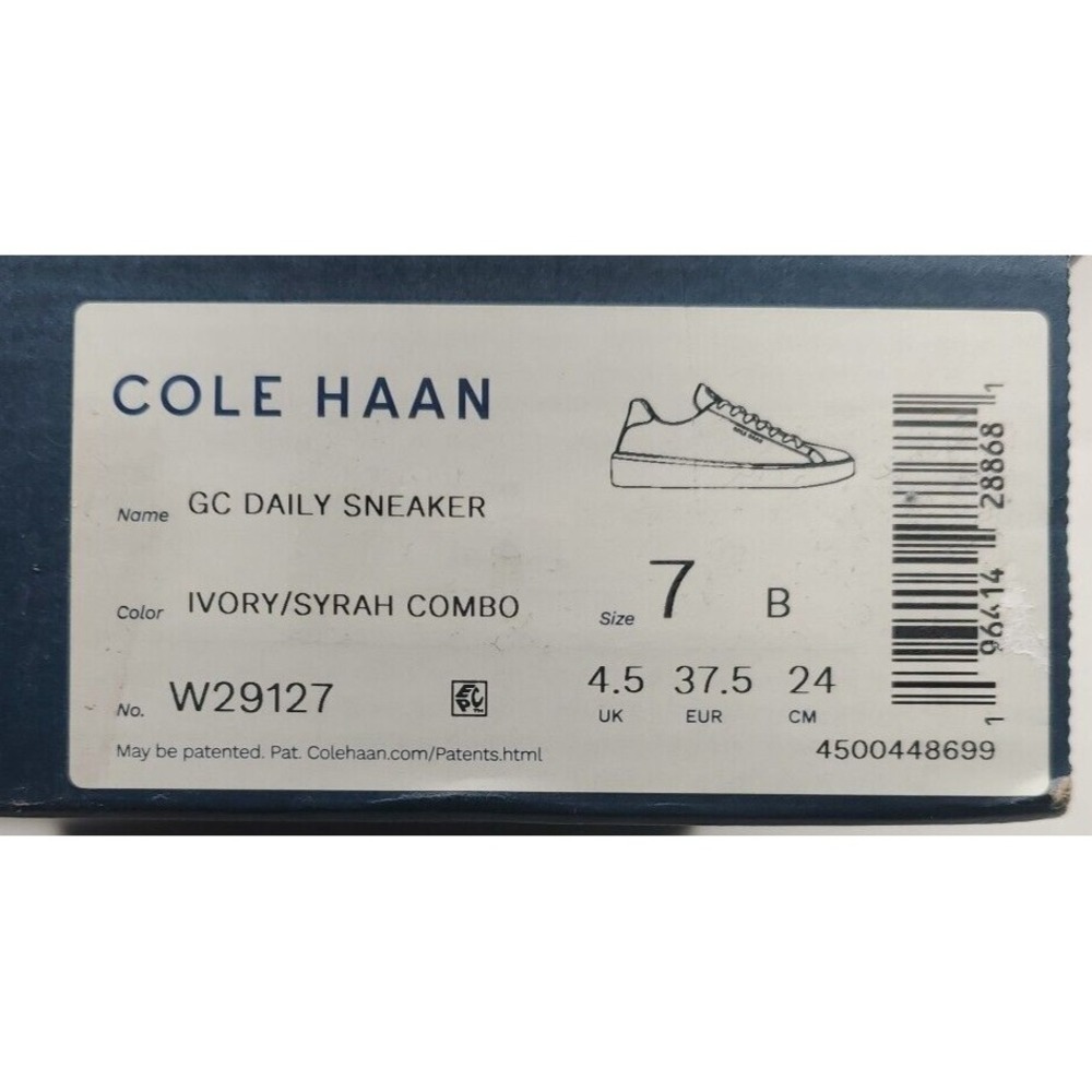 Cole Haan Women's GC Daily Lace Up Sneakers Sz 7B Ivory/Syrah W29127 New! - Picture 10 of 10